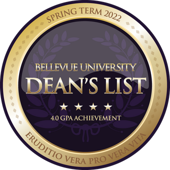 Bellevue University Deans List 2022 Spring 4.0 GPA