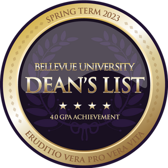 Bellevue University Deans List 2022 Fall 4.0 GPA